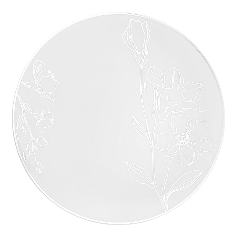 7.5" White with Silver Antique Floral Round Plastic Salad Plates (120 Plates) image number 0