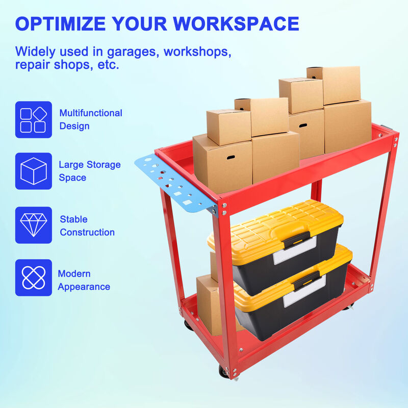 ELEMENT ACE Heavy Duty Rolling Utility Tool Cart with 400 LBS Weight Capacity Ideal for Garage, Warehouse, Workshop, Office and Home Storage Organization image number 6