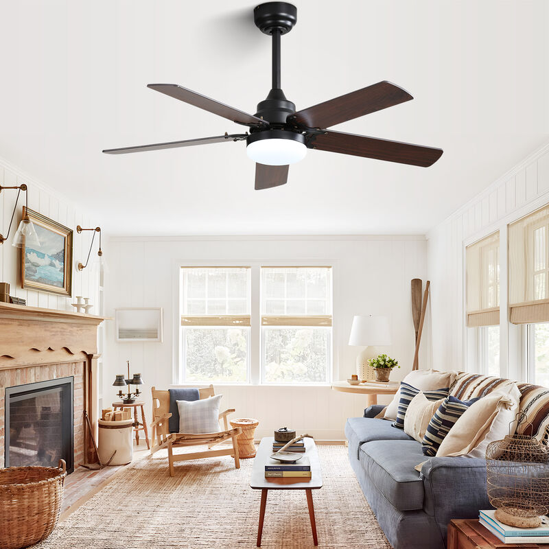 42 Inch Modern Ceiling Fan With LED Light 5 Blades Remote Control Reversible DC Motor image number 1