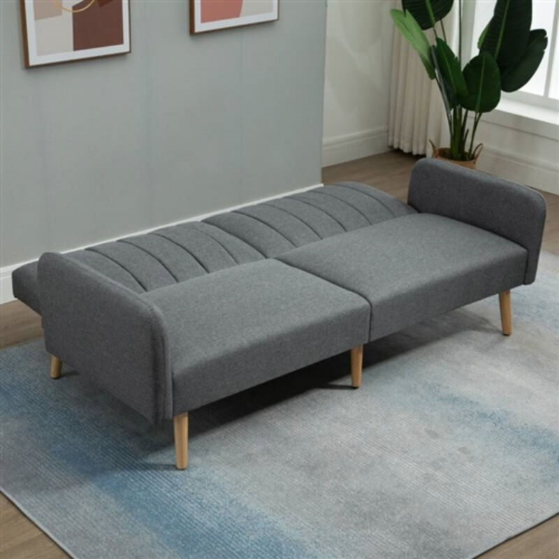 Modern Mid-Century Linen-touch Polyester Futon Sleeper Sofa Bed