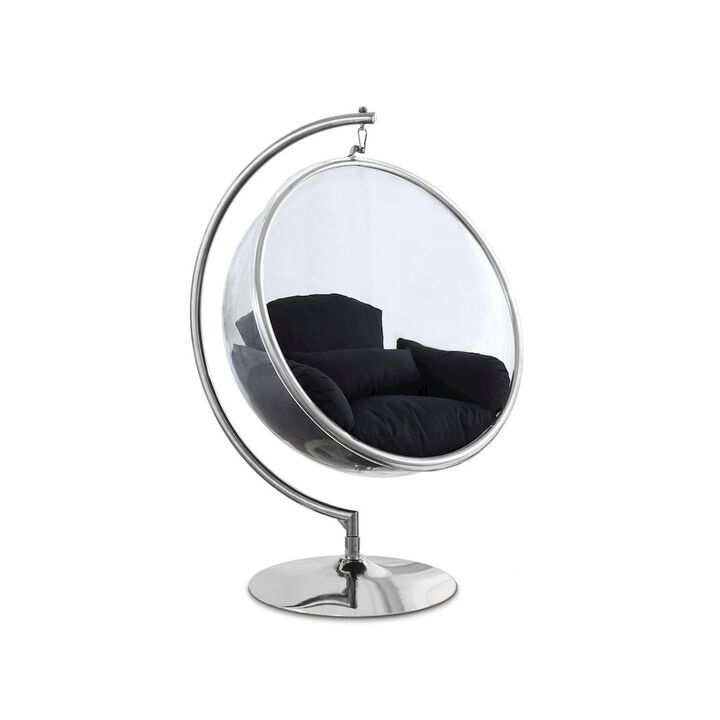 Meridian Furniture Luna Black Durable Fabric Acrylic Swing Chair