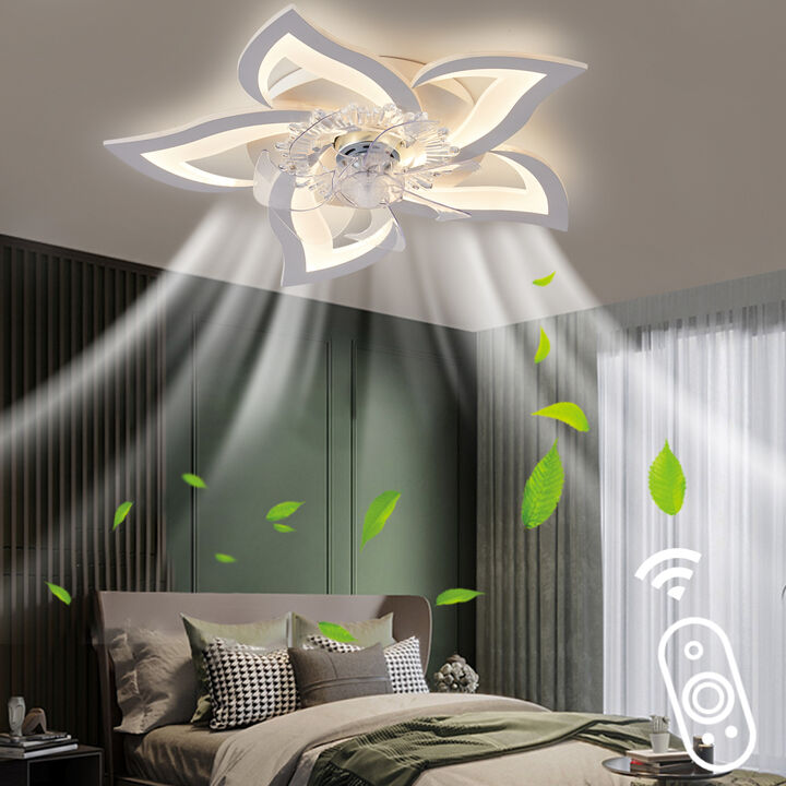 27In Ceiling Fan With Lights Remote Contro Dimmable Led, 6 Gear Wind Speed Fan Light