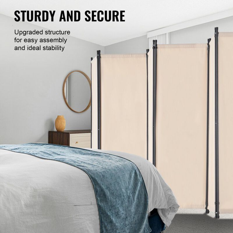 Portable Folding Room Divider, 6-Panel Privacy Screen for Home & Office image number 6