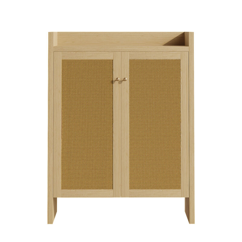 Tolnil 42.5" Tall Rattan Shoe Cabinet image number 0