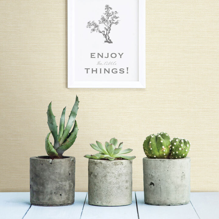 Agave Yellow Faux Grasscloth Wallpaper (Set of 2)