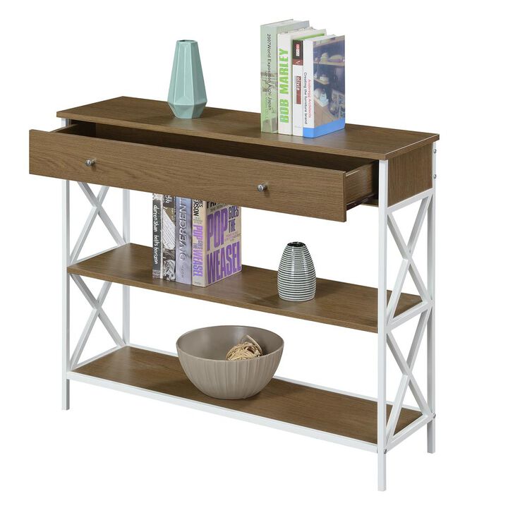 Convenience Concepts Tucson 1 Drawer Console Table, Driftwood/White