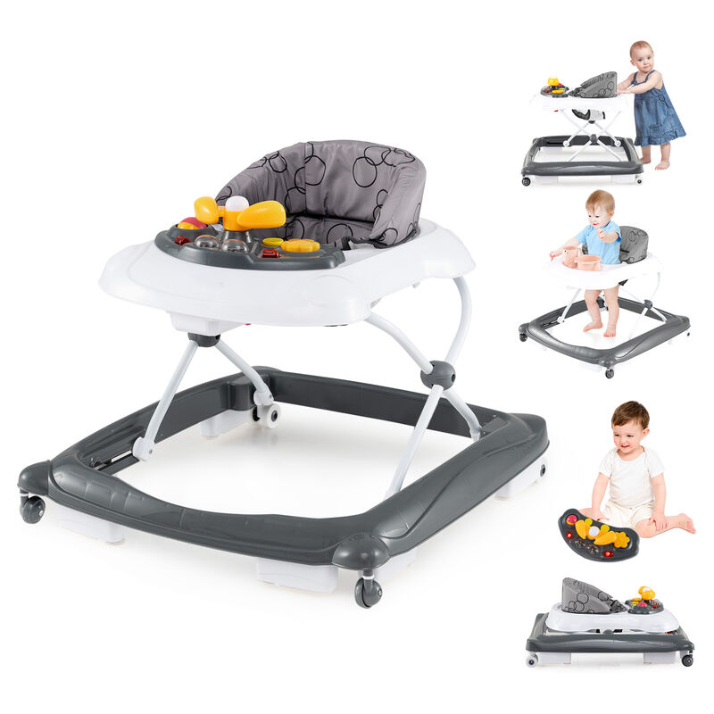 Foldable Baby Walker 3-Level Height Adjustment with Padded Seat image number 4