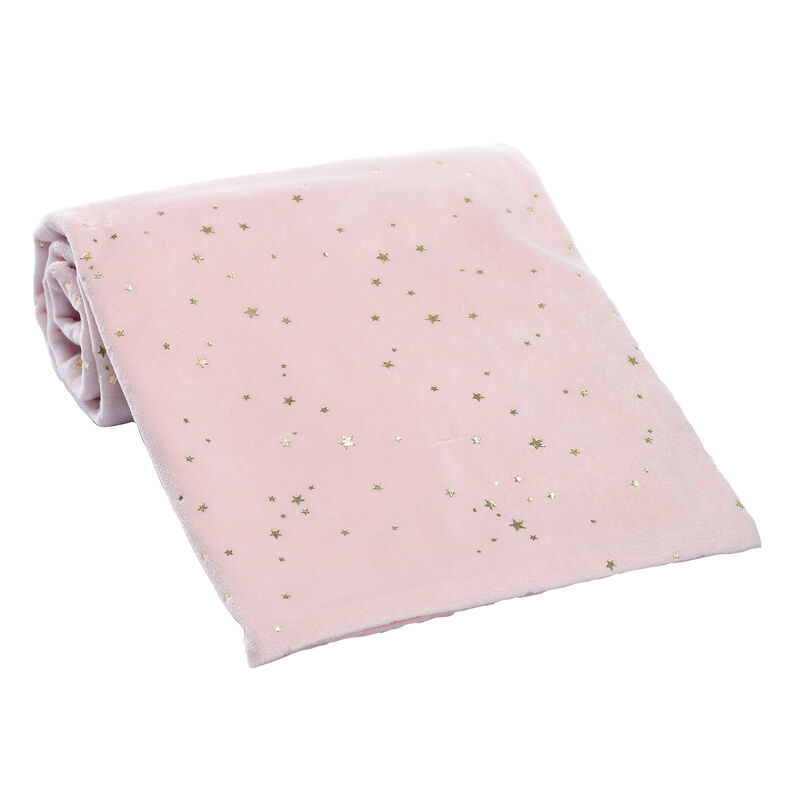 Lambs & Ivy Ballerina Baby Pink with Gold Stars 2-Sided Soft Baby Blanket