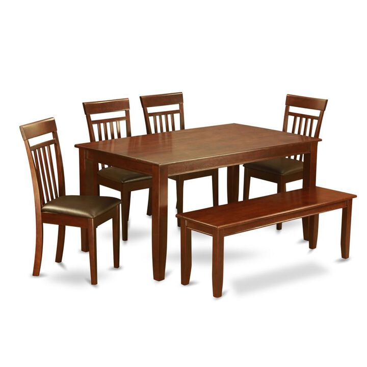 6 PC Kitchen Table set with bench-Kitchen Table and 4 dinette chair and Bench
