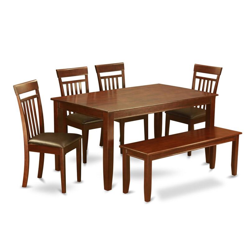 6 PC Kitchen Table set with bench-Kitchen Table and 4 dinette chair and Bench