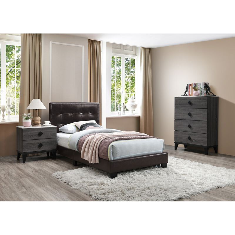 Bedroom Furniture Contemporary Look Grey Color Nightstand Drawers Bedside Table plywood