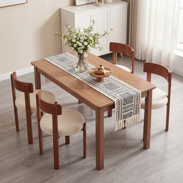 Set of 4 Modern Dining Chairs with Solid Rubber Wood Legs