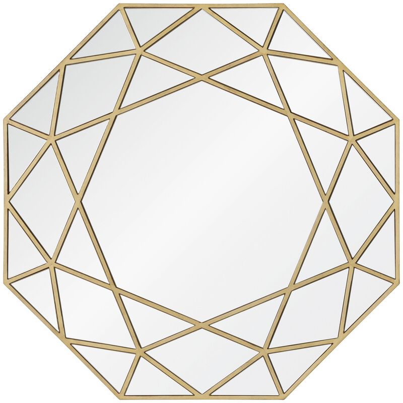 40" Clear Wooden Framed Octagonal Wall Mirror