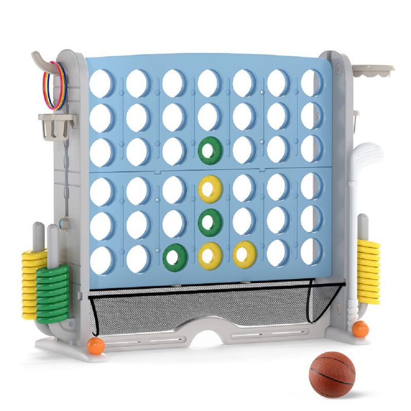 Giant 4-in-a-Row Game Set with Ring Toss & Basketball Hoop image number 0
