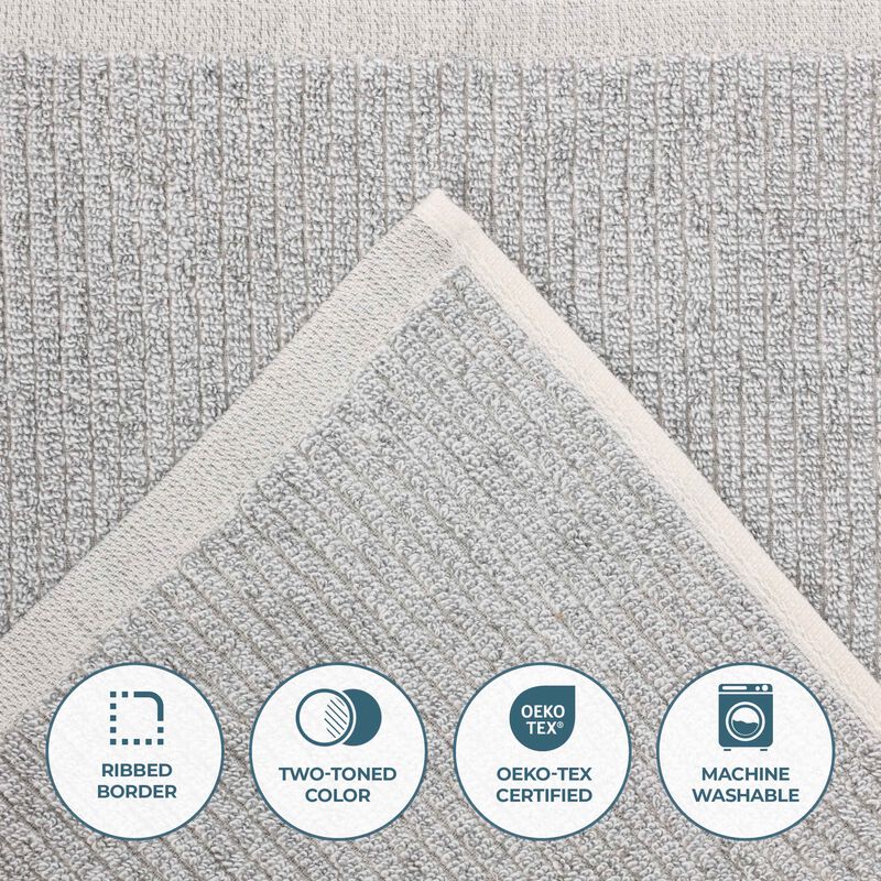 2-Piece Ribbed Bath Towel Set, Medium Weight Cotton Blend for Bathroom image number 2