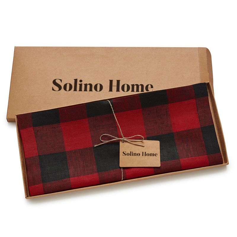 Solino Home 100% Pure Linen Table Runner - Buffalo Check