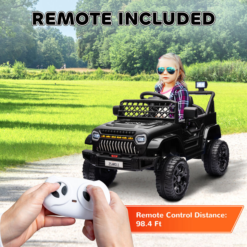 BreeBe 12V Battery Powered Ride On Truck, Kids Electric Car with Spring Suspension, Remote, Horn, USB Music image number 6