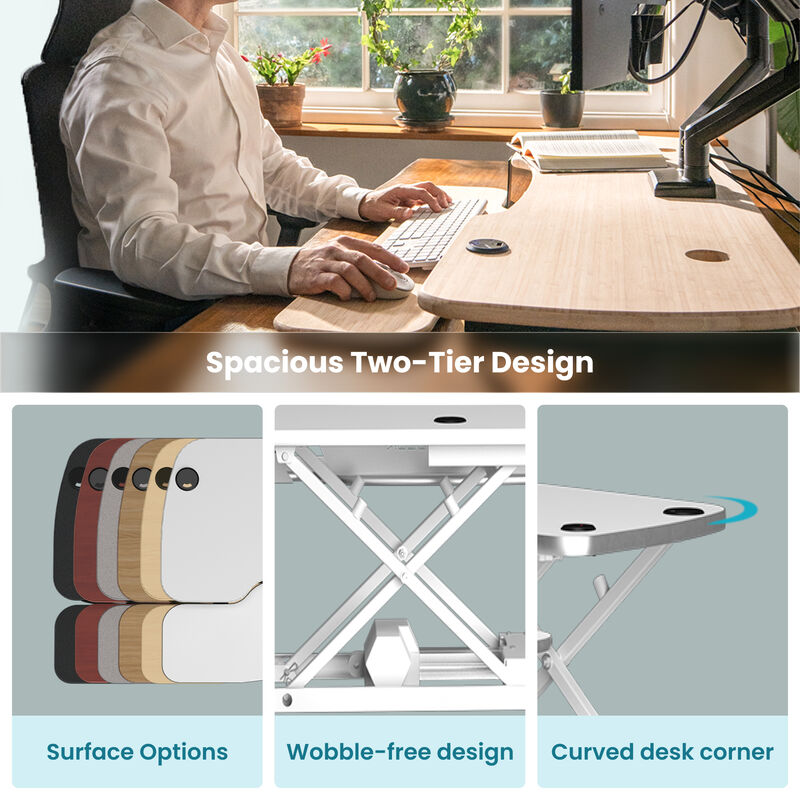 VersaDesk PowerPro Electric Height Adjustable Standing Desk Converter 36"W with USB Charging Port &ndash; White image number 3