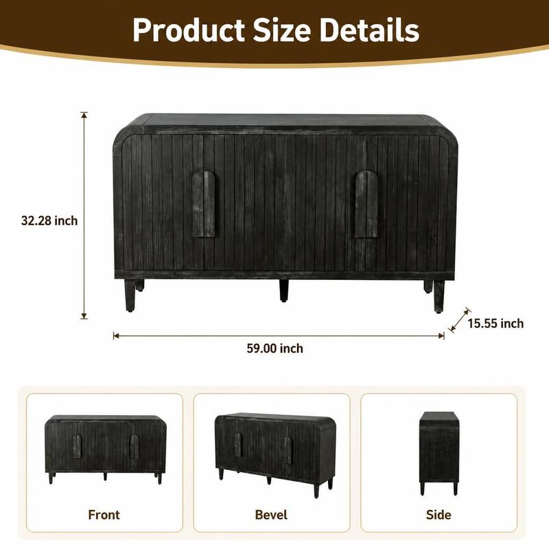 59" Curved Storage Sideboard image number 1