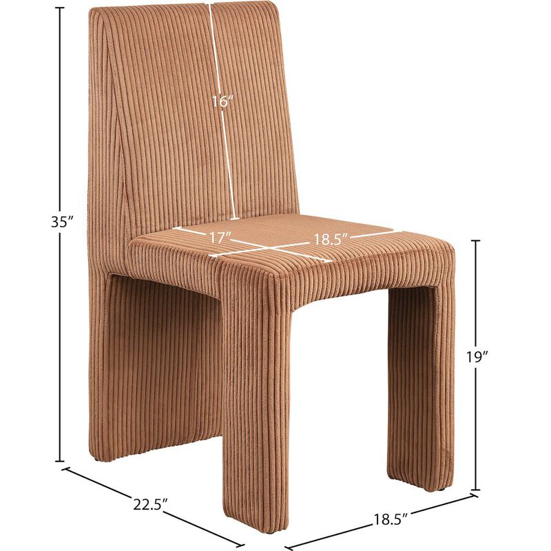 Meridian Furniture Benson Saddle Microsuede Corduroy Fabric Dining Chair, Set of 2