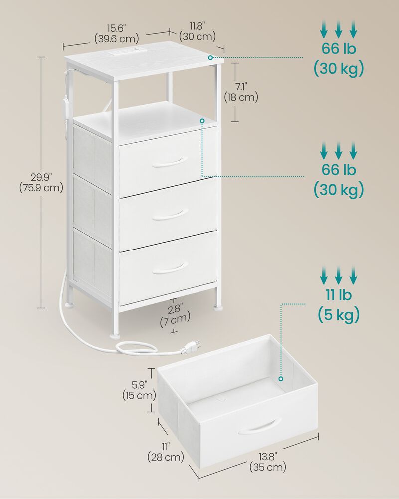 Smart Bedside Table with Charging Station App Controlled LED Lights image number 2