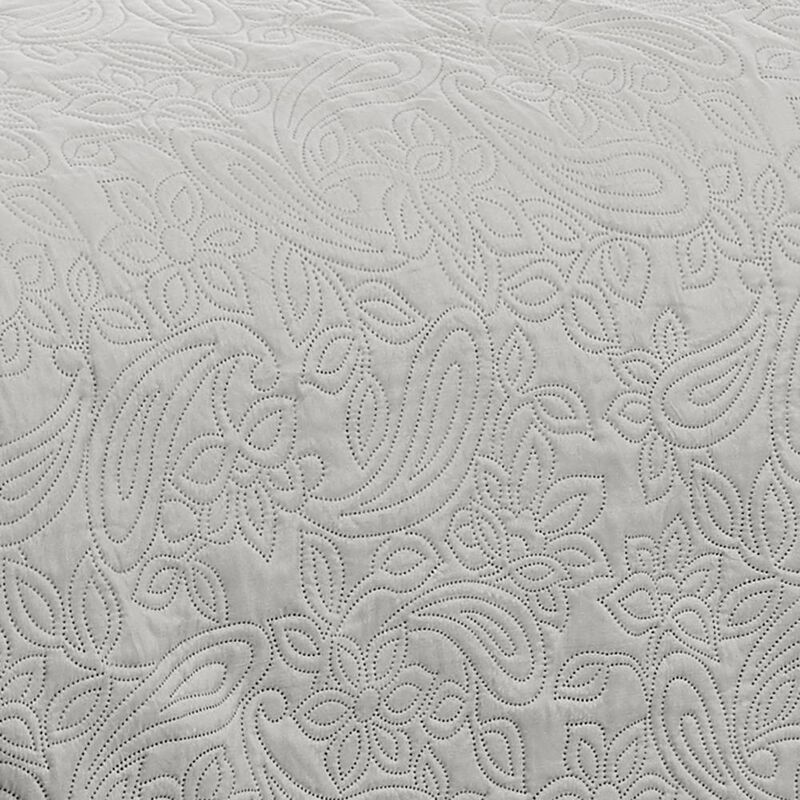 RT Designers Collection Milla 3pc Pinsonic Premium Quality All Season Quilt Set for Revitalize Bedroom King Silver