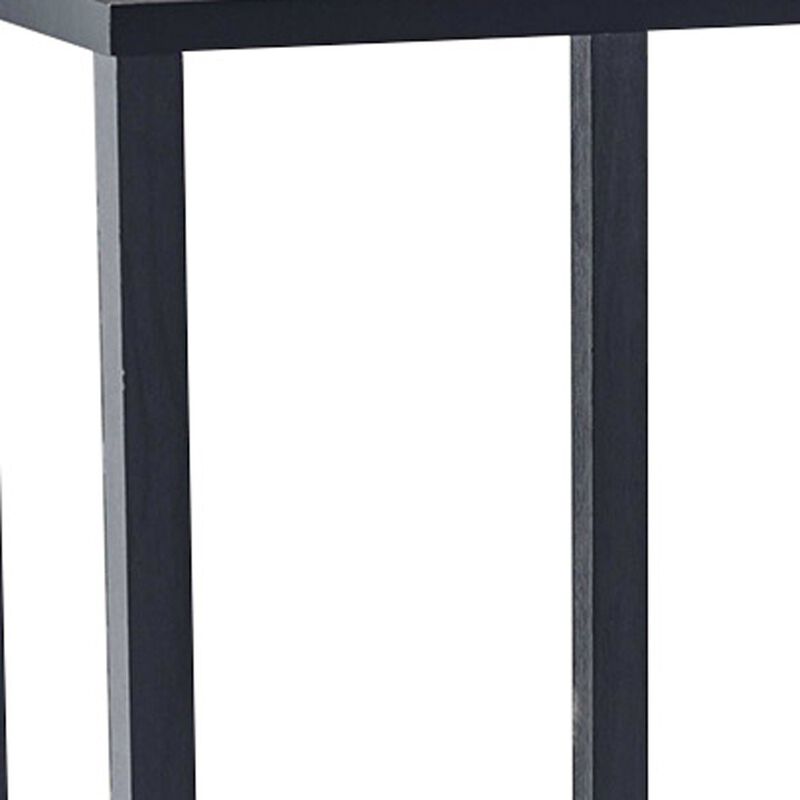 Hivvago 35 Inch  Black Solid Wood Square End Table With Two Shelves