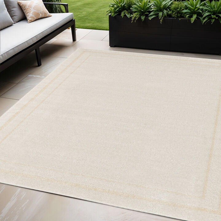 HomeRoots 5' X 7' Ivory And Gold Indoor Outdoor Area Rug