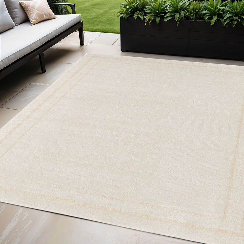 HomeRoots 5' X 7' Ivory And Gold Indoor Outdoor Area Rug image number 1