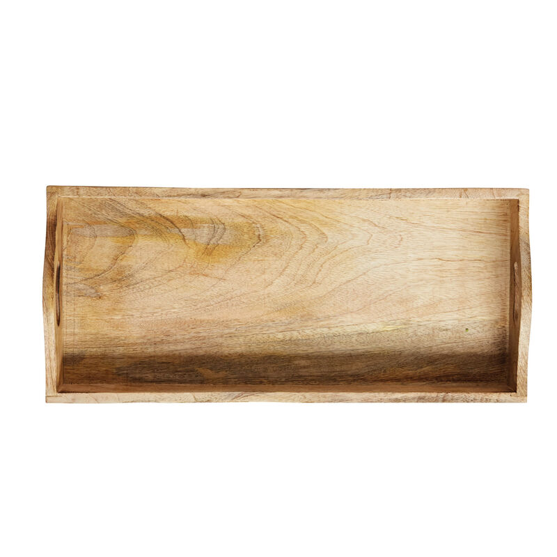 2-Piece Mango Wood Serving Trays with Handles, Natural image number 4