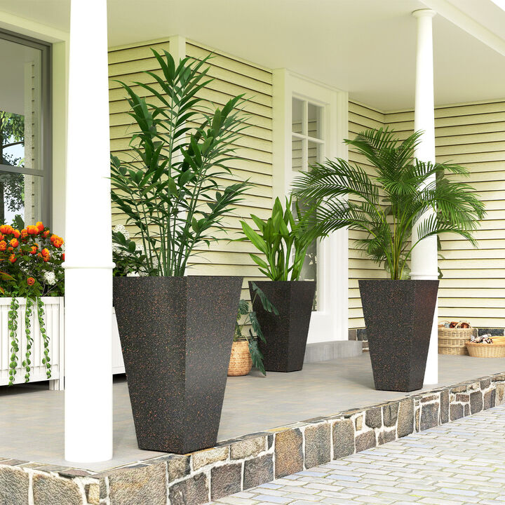 Hivvago 3-Pack 28" Tapered Planters with Marble Finish