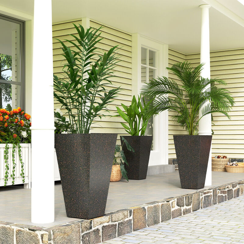 Hivvago 3-Pack 28" Tapered Planters with Marble Finish image number 1