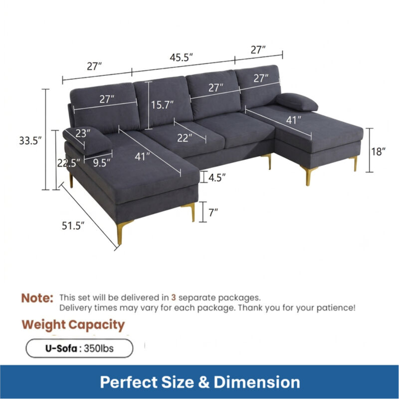 Nasbob U-Shaped Sectional Sofa image number 8