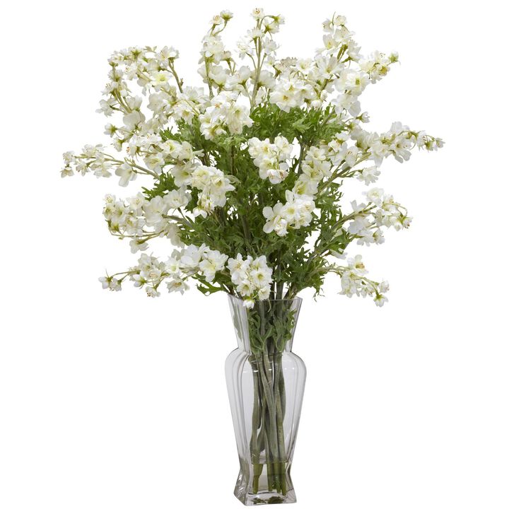Nearly Natural Dancing Daisy Silk Flower Arrangement White