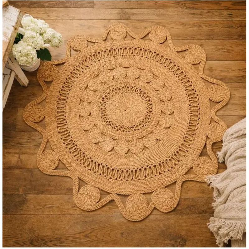 Plain Handwoven Stellar Braided Jute Lace Mat image number 3