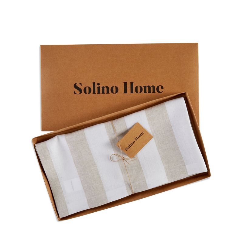 Linen Table Throw - Cabana Stripe