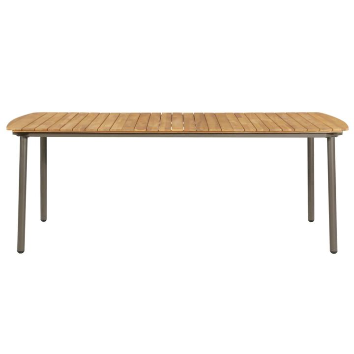 vidaXL Garden Table 78.7"x39.4"x28.3" Solid Acacia Wood and Steel