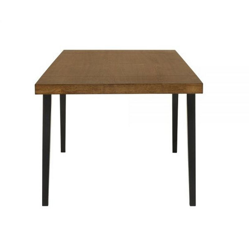 Hilly 59-83 Inch Extendable Dining Table, Rubberwood, Brown and Black  - Benzara