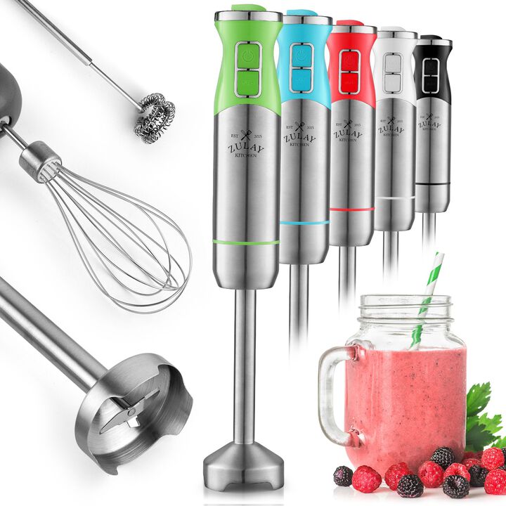Stick Blender Immersion With Stainless Steel Whisk and Milk Frother Attachments