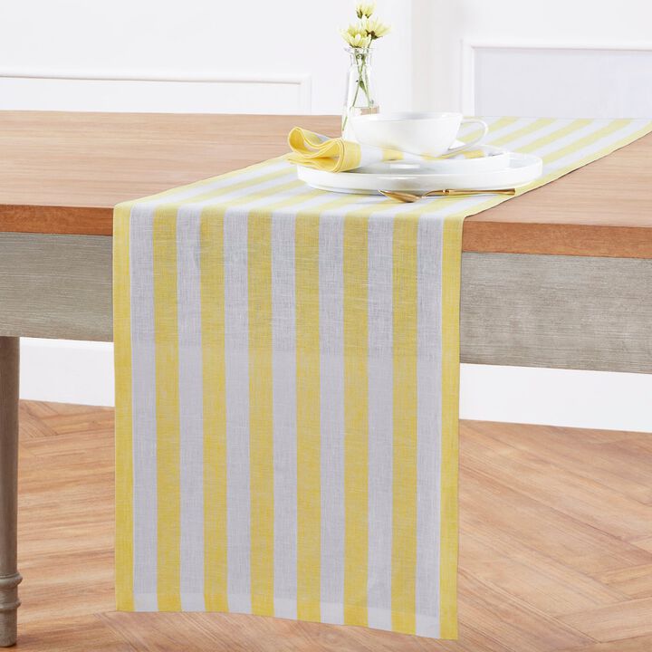 Solino Home 100% Pure Linen Table Runner - Sorrento Stripe