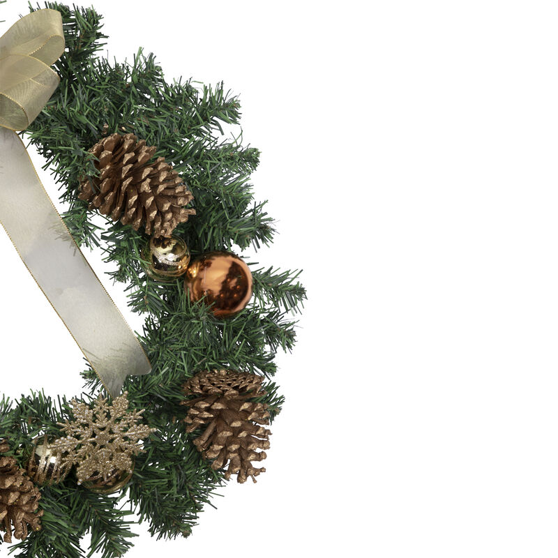 Pre-Decorated Ball Ornaments and Bow Artificial Christmas Wreath  24-Inch  Unlit image number 3