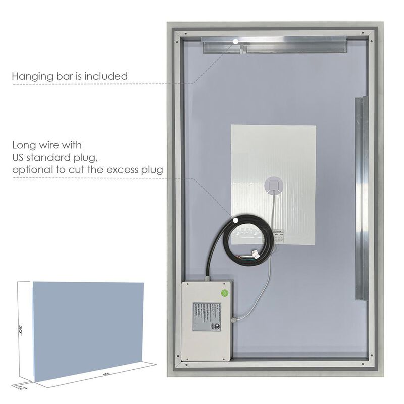 Altair Cassano Rectangle 48 Frameless Modern Bathroom/Vanity LED Lighted Wall Mirror