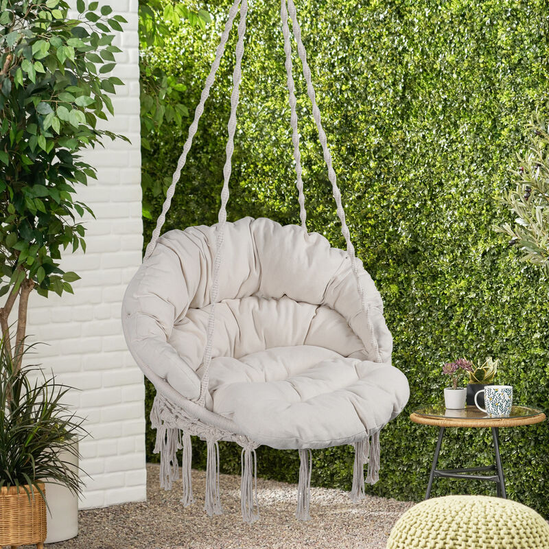 Hammock Chair with Cushion Indoor & Outdoor Hanging Swing for Relaxation
