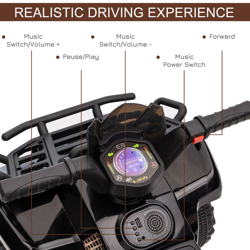 BreeBe 6V Battery Powered Electric ATV, Quad Four Wheeler Ride On Toy Car w/ LED Headlights image number 5