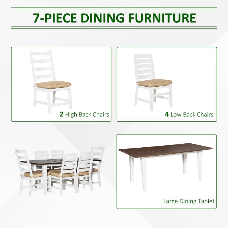 Outdoor Dining Set: 7-Piece Aluminum Patio Set with Umbrella Hole