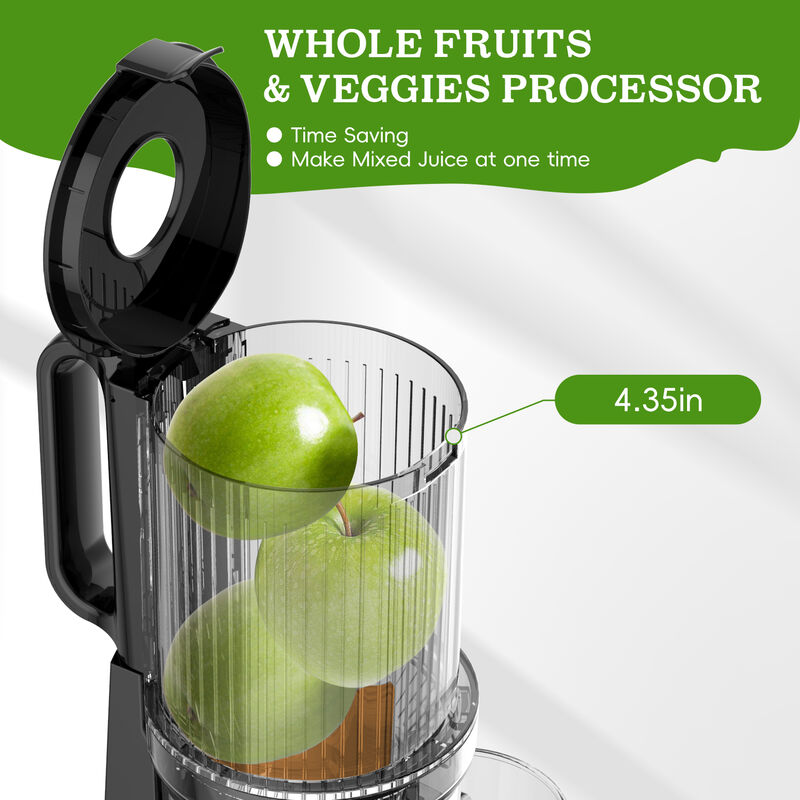 WHALLULTRA Cold Press Slow Masticating Juicer &ndash; 4.35" Extra Large Feed Chute, Dual-Speed for Soft/Hard Fruits, 180W image number 1