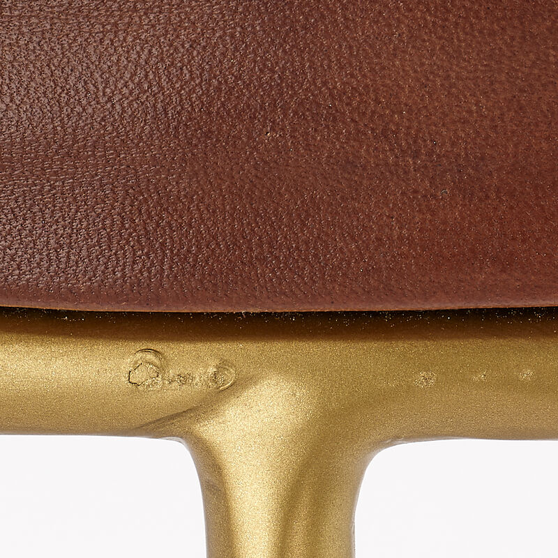 Henry Round Brown Leather Counter Stool