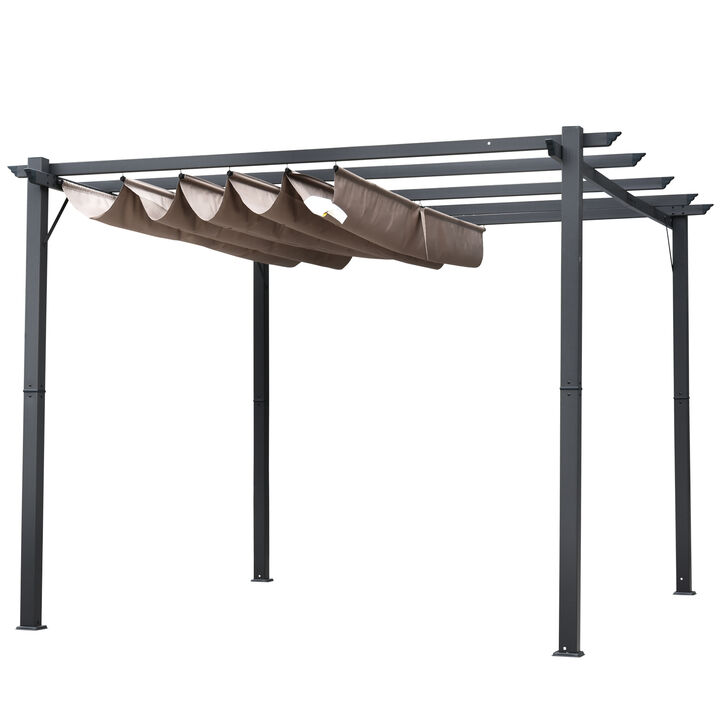 Outsunny 10' x 10' Aluminum Patio Pergola with Retractable Pergola Canopy, Backyard Shade Shelter for Porch, Outdoor Party, Garden, Grill Gazebo, Charcoal Gray