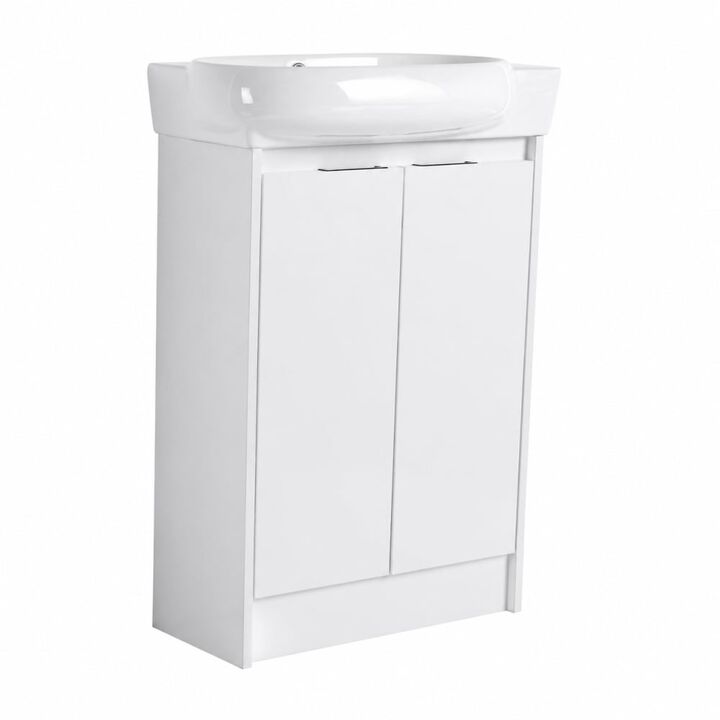 ELEMENT ACE 23 Inch Freestanding Bathroom Vanity with Ceramic Sink, Adjustable Shelves, Soft Close Doors, Water Resistant Finish
