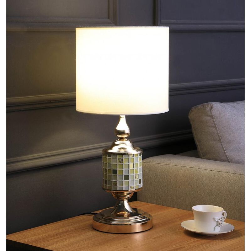 Hivvago 23" Gold Bedside Table Lamp With White Drum Shade